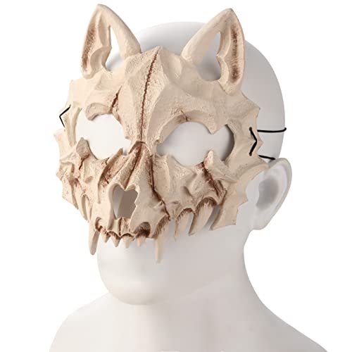 UNOLIGA Japanische Halloween Maske Skull Werwolf Mask, Halloween Skelett Horror Totenkopf Maske, Gruselige Tier Schädelmaske für Erwachsene Kinder, Wolf Skull Mask aus PU-Schaum von UNOLIGA