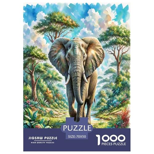 Afrikanischer Elefant Puzzle 1000 Teile Schwer Puzzle Spielzeug Lernspiel Impossible Herausforderung Spielzeug Für Erwachsene Und Kinder Ab 12 Jahren 70x50cm/1000pcs von UNRXJZLVM