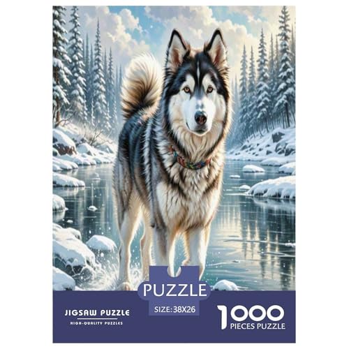 Alaskanische Malamute Puzzle 1000 Teile Schwer Puzzle Spielzeug Lernspiel Impossible Herausforderung Spielzeug Für Erwachsene Und Kinder in Bewährter 38x26cm/1000pcs von UNRXJZLVM