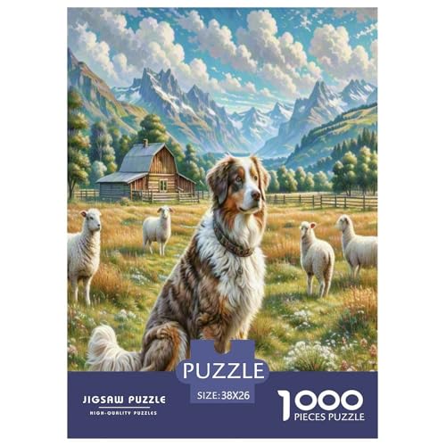 Australischer Schäfer Puzzles 1000 Teile Schwer Puzzle Spielzeug Lernspiel Impossible Herausforderung Spielzeug Für Erwachsene Kinder 38x26cm/1000pcs von UNRXJZLVM