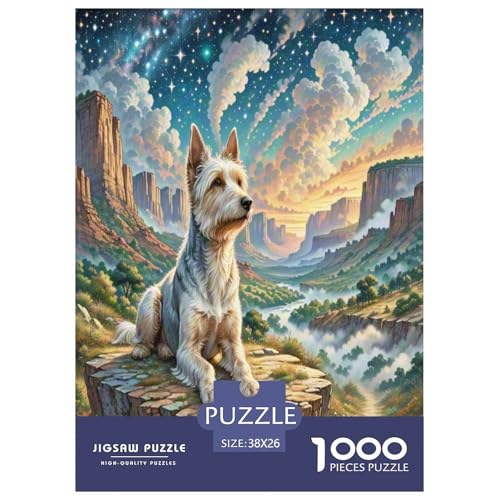 Australischer Seidenterrier Puzzle 1000-teilige Schwer Puzzle Spielzeug Lernspiel Impossible Herausforderung Spielzeug Für Erwachsene Kinder 38x26cm/1000pcs von UNRXJZLVM