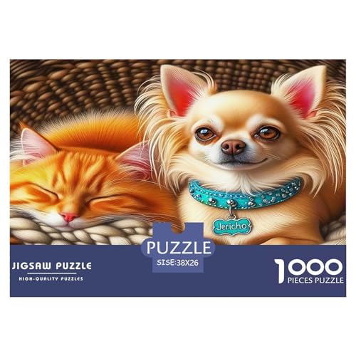 Chihuahua Puzzle 1000-teilige Schwer Puzzle Spielzeug Lernspiel Impossible Herausforderungsspielzeug Für Erwachsene Kinder 38x26cm/1000pcs von UNRXJZLVM