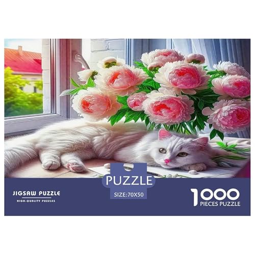 Cute Katze Puzzle 1000 Teile Schwer Puzzle Spielzeug Lernspiel Impossible Herausforderungsspielzeug Für Erwachsene Und Kinder in Bewährter 70x50cm/1000pcs von UNRXJZLVM