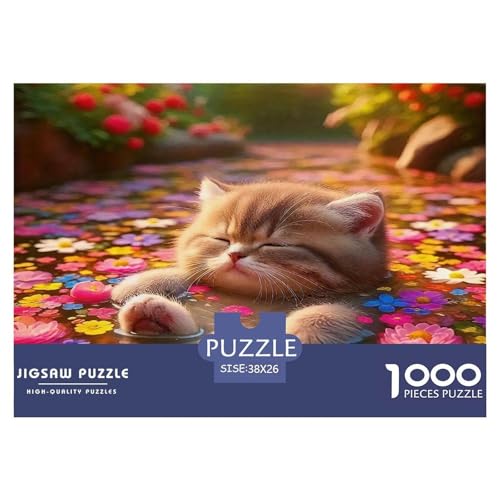 Cute Katze Puzzle 1000 Teile Schwer Puzzle Spielzeug Pädagogisches Spiel Impossible Herausforderung Spielzeug Für Erwachsene Und Kinder Ab 12 Jahren 38x26cm/1000pcs von UNRXJZLVM