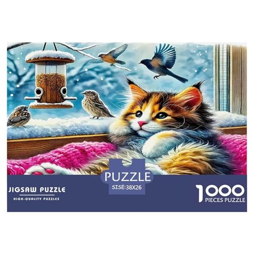Cute Katze Puzzle 1000 Teile Schwer Puzzle Spielzeug Pädagogisches Spiel Impossible Herausforderungsspielzeug Für Erwachsene Und Kinder in Bewährter 38x26cm/1000pcs von UNRXJZLVM