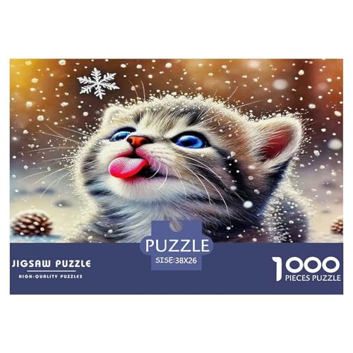 Cute Katze Puzzle 1000-teilige Schwer Puzzle Spielzeug Pädagogisches Spiel Impossible Herausforderungsspielzeug Für Erwachsene Und Kinder Ab 14 Jahren 38x26cm/1000pcs von UNRXJZLVM