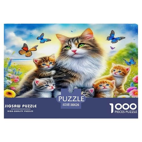 Cute Katze Puzzles 1000 Teile Schwer Puzzle Spielzeug Lernspiel Impossible Herausforderungsspielzeug Für Erwachsene Und Kinder Ab 14 Jahren 38x26cm/1000pcs von UNRXJZLVM
