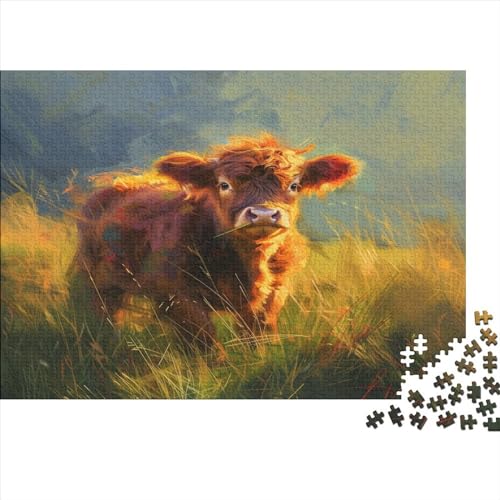 Cute Little Kuh Holzpuzzle Erwachsene, 1000 Teile Großes Holzpuzzle Für Erwachsene Und Kinder, Anzug Klassisches Puzzle Für Kinder Ab 12 Jahren Und Erwachsene 1000pcs (75x50cm) von UNRXJZLVM