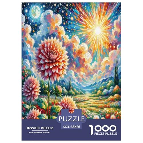 Dahlia Puzzle 1000-teilige Schwer Puzzle Spielzeug Lernspiel Impossible Herausforderung Spielzeug Für Erwachsene Kinder 38x26cm/1000pcs von UNRXJZLVM