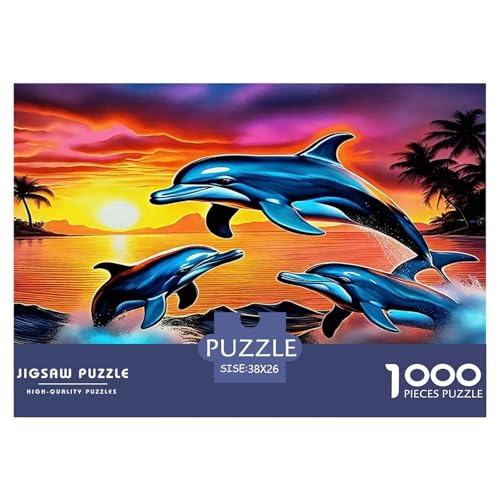 Delphin Puzzle 1000 Teile Schwer Puzzle Spielzeug Lernspiel Impossible Herausforderung Spielzeug Für Erwachsene Kinder 38x26cm/1000pcs von UNRXJZLVM