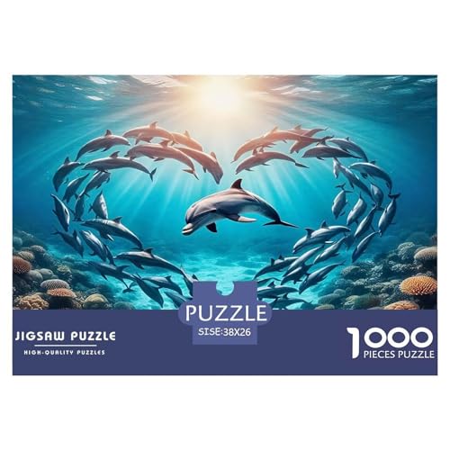 Delphin Puzzle 1000 Teile Schwer Puzzle Spielzeug Lernspiel Impossible Herausforderungsspielzeug Für Erwachsene Kinder 38x26cm/1000pcs von UNRXJZLVM