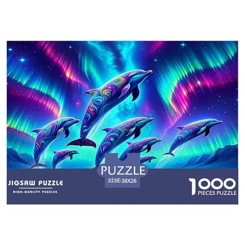 Delphin Puzzle 1000 Teile Schwer Puzzle Spielzeug Lernspiel Impossible Herausforderungsspielzeug Für Erwachsene Kinder 38x26cm/1000pcs von UNRXJZLVM