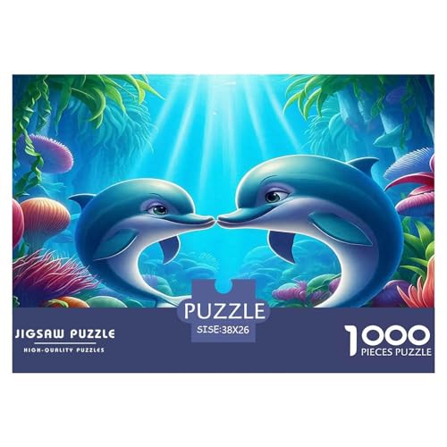 Delphin Puzzle 1000 Teile Schwer Puzzle Spielzeug Lernspiel Impossible Herausforderungsspielzeug Für Erwachsene Kinder 38x26cm/1000pcs von UNRXJZLVM