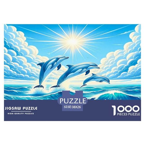 Delphin Puzzle 1000 Teile Schwer Puzzle Spielzeug Lernspiel Impossible Herausforderungsspielzeug Für Erwachsene Kinder 38x26cm/1000pcs von UNRXJZLVM