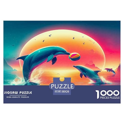 Delphin Puzzle 1000 Teile Schwer Puzzle Spielzeug Lernspiel Impossible Herausforderungsspielzeug Für Erwachsene Kinder 38x26cm/1000pcs von UNRXJZLVM