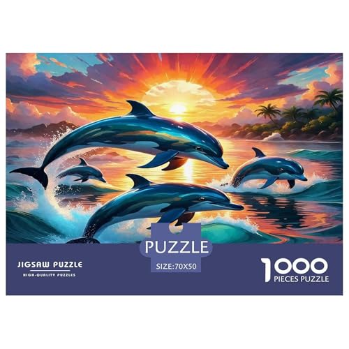 Delphin Puzzle 1000 Teile Schwer Puzzle Spielzeug Lernspiel Impossible Herausforderungsspielzeug Für Erwachsene Kinder 70x50cm/1000pcs von UNRXJZLVM