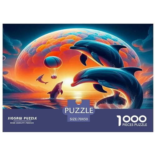 Delphin Puzzle 1000 Teile Schwer Puzzle Spielzeug Lernspiel Impossible Herausforderungsspielzeug Für Erwachsene Kinder 70x50cm/1000pcs von UNRXJZLVM