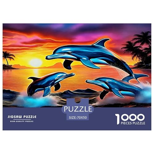 Delphin Puzzle 1000 Teile Schwer Puzzle Spielzeug Lernspiel Impossible Herausforderungsspielzeug Für Erwachsene Kinder 70x50cm/1000pcs von UNRXJZLVM