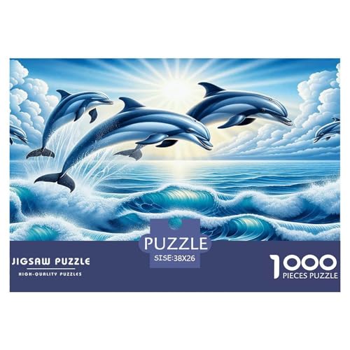 Delphin Puzzle 1000 Teile Schwer Puzzle Spielzeug Pädagogisches Spiel Impossible Herausforderungsspielzeug Für Erwachsene Kinder 38x26cm/1000pcs von UNRXJZLVM