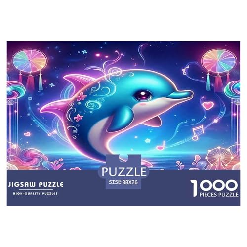 Delphin Puzzle 1000-teilige Schwer Puzzle Spielzeug Lernspiel Impossible Herausforderung Spielzeug Für Erwachsene Kinder 38x26cm/1000pcs von UNRXJZLVM