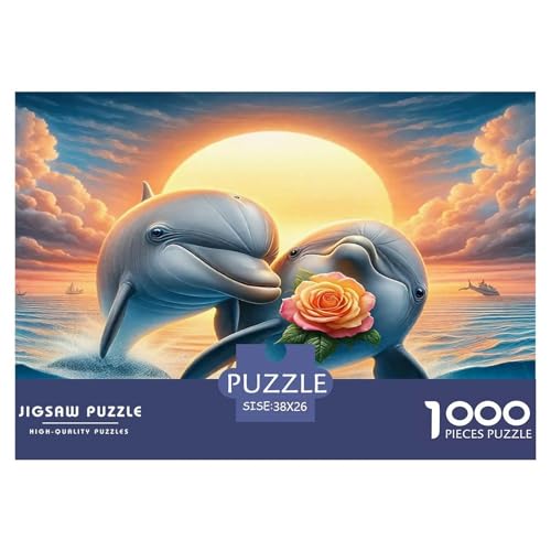 Delphin Puzzle 1000-teilige Schwer Puzzle Spielzeug Lernspiel Impossible Herausforderung Spielzeug Für Erwachsene Kinder 38x26cm/1000pcs von UNRXJZLVM