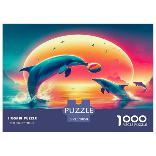 Delphin Puzzle 1000-teilige Schwer Puzzle Spielzeug Lernspiel Impossible Herausforderungsspielzeug Für Erwachsene Kinder 70x50cm/1000pcs von UNRXJZLVM