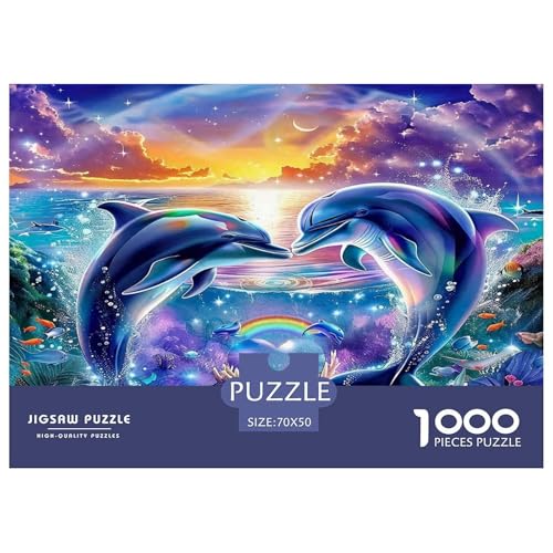 Delphin Puzzle 1000-teilige Schwer Puzzle Spielzeug Lernspiel Impossible Herausforderungsspielzeug Für Erwachsene Und Kinder Ab 14 Jahren 70x50cm/1000pcs von UNRXJZLVM