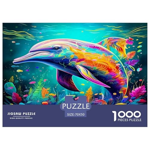 Delphin Puzzle 1000-teilige Schwer Puzzle Spielzeug Pädagogisches Spiel Impossible Herausforderung Spielzeug Für Erwachsene Und Kinder in Bewährter 70x50cm/1000pcs von UNRXJZLVM
