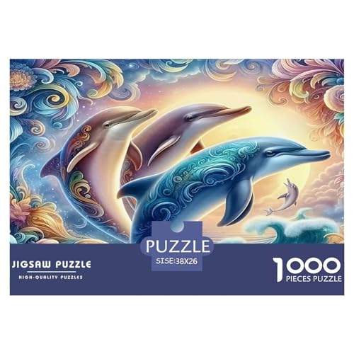 Delphin Puzzle 1000-teilige Schwer Puzzle Spielzeug Pädagogisches Spiel Impossible Herausforderungsspielzeug Für Erwachsene Kinder 38x26cm/1000pcs von UNRXJZLVM
