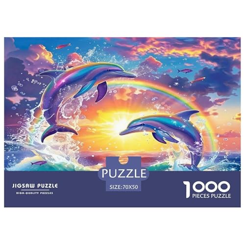 Delphin Puzzle 1000-teilige Schwer Puzzle Spielzeug Pädagogisches Spiel Impossible Herausforderungsspielzeug Für Erwachsene Kinder 70x50cm/1000pcs von UNRXJZLVM