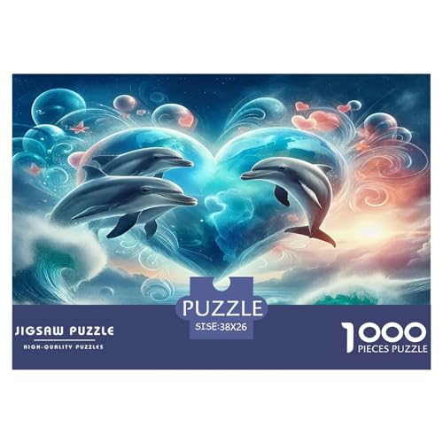Delphin Puzzles 1000 Teile Schwer Puzzle Spielzeug Lernspiel Impossible Herausforderungsspielzeug Für Erwachsene Kinder 38x26cm/1000pcs von UNRXJZLVM