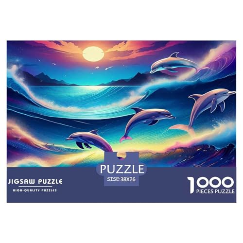 Delphin Puzzles 1000 Teile Schwer Puzzle Spielzeug Lernspiel Impossible Herausforderungsspielzeug Für Erwachsene Kinder 38x26cm/1000pcs von UNRXJZLVM
