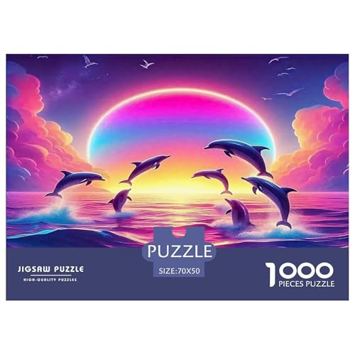 Delphin Puzzles 1000 Teile Schwer Puzzle Spielzeug Lernspiel Impossible Herausforderungsspielzeug Für Erwachsene Kinder 70x50cm/1000pcs von UNRXJZLVM