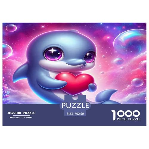 Delphin Puzzles 1000 Teile Schwer Puzzle Spielzeug Lernspiel Impossible Herausforderungsspielzeug Für Erwachsene Kinder 70x50cm/1000pcs von UNRXJZLVM