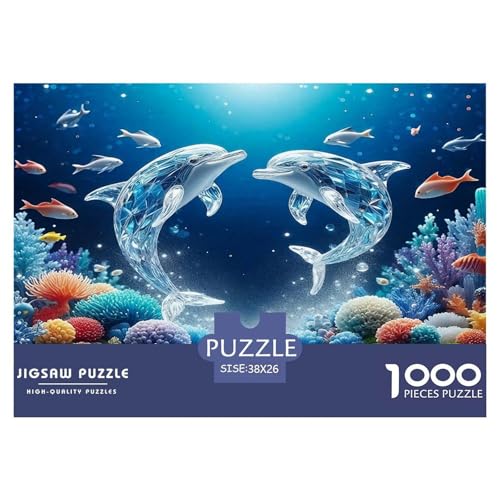 Delphin Puzzles 1000 Teile Schwer Puzzle Spielzeug Pädagogisches Spiel Impossible Herausforderungsspielzeug Für Erwachsene Kinder 38x26cm/1000pcs von UNRXJZLVM