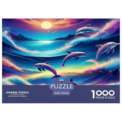 Delphin Puzzles 1000 Teile Schwer Puzzle Spielzeug Pädagogisches Spiel Impossible Herausforderungsspielzeug Für Erwachsene Kinder 70x50cm/1000pcs von UNRXJZLVM