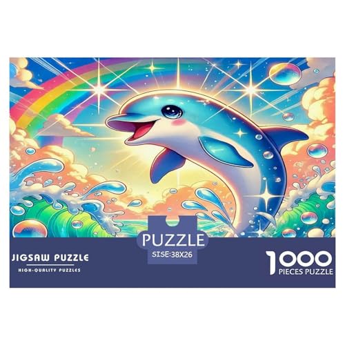 Delphin Puzzles 1000-teilige Schwer Puzzle Spielzeug Lernspiel Impossible Herausforderungsspielzeug Für Erwachsene Kinder 38x26cm/1000pcs von UNRXJZLVM