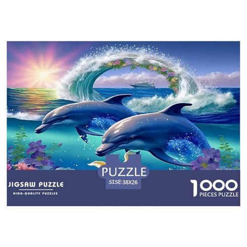 Delphin Puzzles 1000-teilige Schwer Puzzle Spielzeug Lernspiel Impossible Herausforderungsspielzeug Für Erwachsene Kinder 38x26cm/1000pcs von UNRXJZLVM