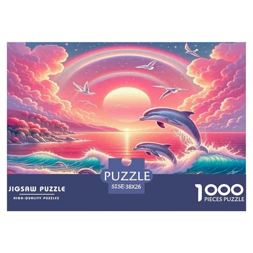 Delphin Puzzles 1000-teilige Schwer Puzzle Spielzeug Lernspiel Impossible Herausforderungsspielzeug Für Erwachsene Kinder 38x26cm/1000pcs von UNRXJZLVM