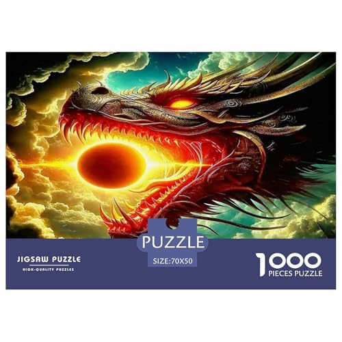 Drachen Puzzle 1000-teilige Schwer Puzzle Spielzeug Lernspiel Impossible Herausforderungsspielzeug Für Erwachsene Kinder 70x50cm/1000pcs von UNRXJZLVM