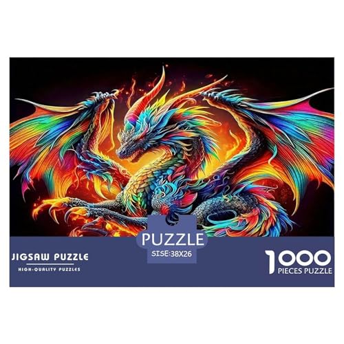 Drachen Puzzle 1000-teilige Schwer Puzzle Spielzeug Pädagogisches Spiel Impossible Herausforderungsspielzeug Für Erwachsene Kinder 38x26cm/1000pcs von UNRXJZLVM