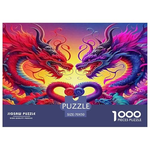 Drachen Puzzles 1000 Teile Schwer Puzzle Spielzeug Lernspiel Impossible Herausforderung Spielzeug Für Erwachsene Kinder 70x50cm/1000pcs von UNRXJZLVM