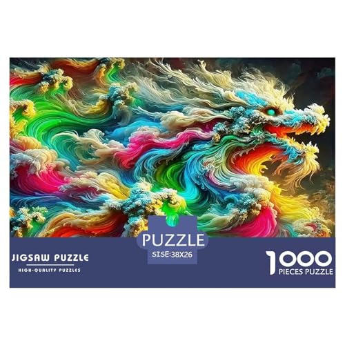 Drachen Puzzles 1000 Teile Schwer Puzzle Spielzeug Lernspiel Impossible Herausforderungsspielzeug Für Erwachsene Kinder 38x26cm/1000pcs von UNRXJZLVM