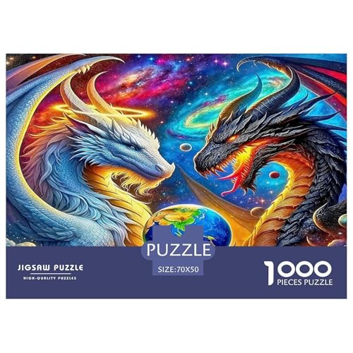 Drachen Puzzles 1000-teilige Schwer Puzzle Spielzeug Lernspiel Impossible Herausforderungsspielzeug Für Erwachsene Kinder 70x50cm/1000pcs von UNRXJZLVM