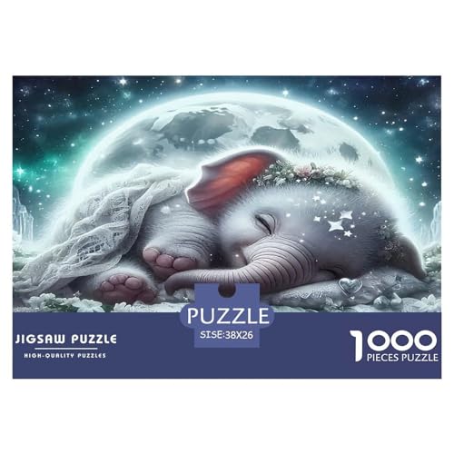Elefanten Puzzle 1000-teilige Schwer Puzzle Spielzeug Lernspiel Impossible Herausforderungsspielzeug Für Erwachsene Kinder 38x26cm/1000pcs von UNRXJZLVM