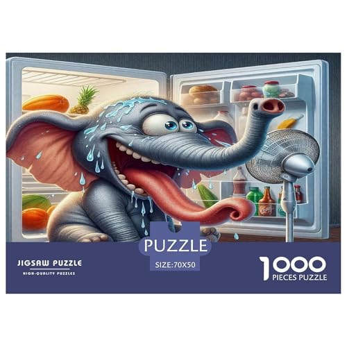 Elefanten Puzzle 1000-teilige Schwer Puzzle Spielzeug Lernspiel Impossible Herausforderungsspielzeug Für Erwachsene Kinder 70x50cm/1000pcs von UNRXJZLVM