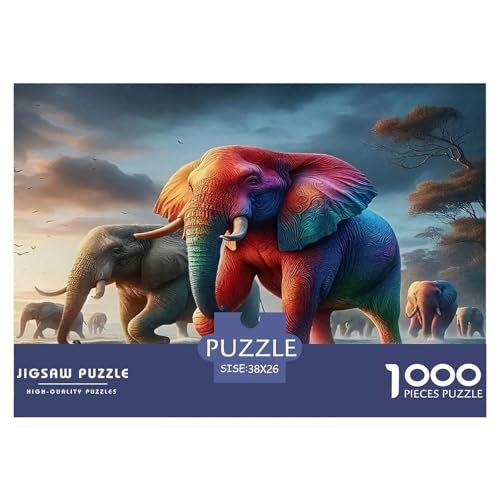 Elefanten Puzzle 1000-teilige Schwer Puzzle Spielzeug Pädagogisches Spiel Impossible Herausforderungsspielzeug Für Erwachsene Kinder 38x26cm/1000pcs von UNRXJZLVM