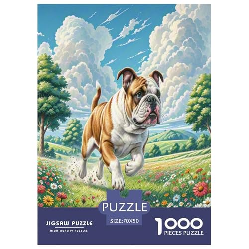 Englischer Bulldog Puzzle 1000-teilige Schwer Puzzle Spielzeug Lernspiel Impossible Herausforderung Spielzeug Für Erwachsene Kinder 70x50cm/1000pcs von UNRXJZLVM