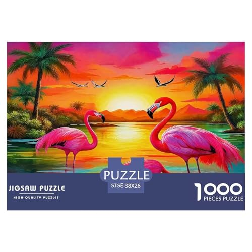 Flamingo Puzzle 1000-teilige Schwer Puzzle Spielzeug Lernspiel Impossible Herausforderung Spielzeug Für Erwachsene Kinder 38x26cm/1000pcs von UNRXJZLVM