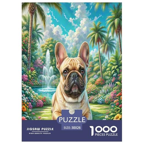 Französische Bulldogge Puzzle 1000-teilige Schwer Puzzle Spielzeug Lernspiel Impossible Herausforderung Spielzeug Für Erwachsene Kinder 38x26cm/1000pcs von UNRXJZLVM